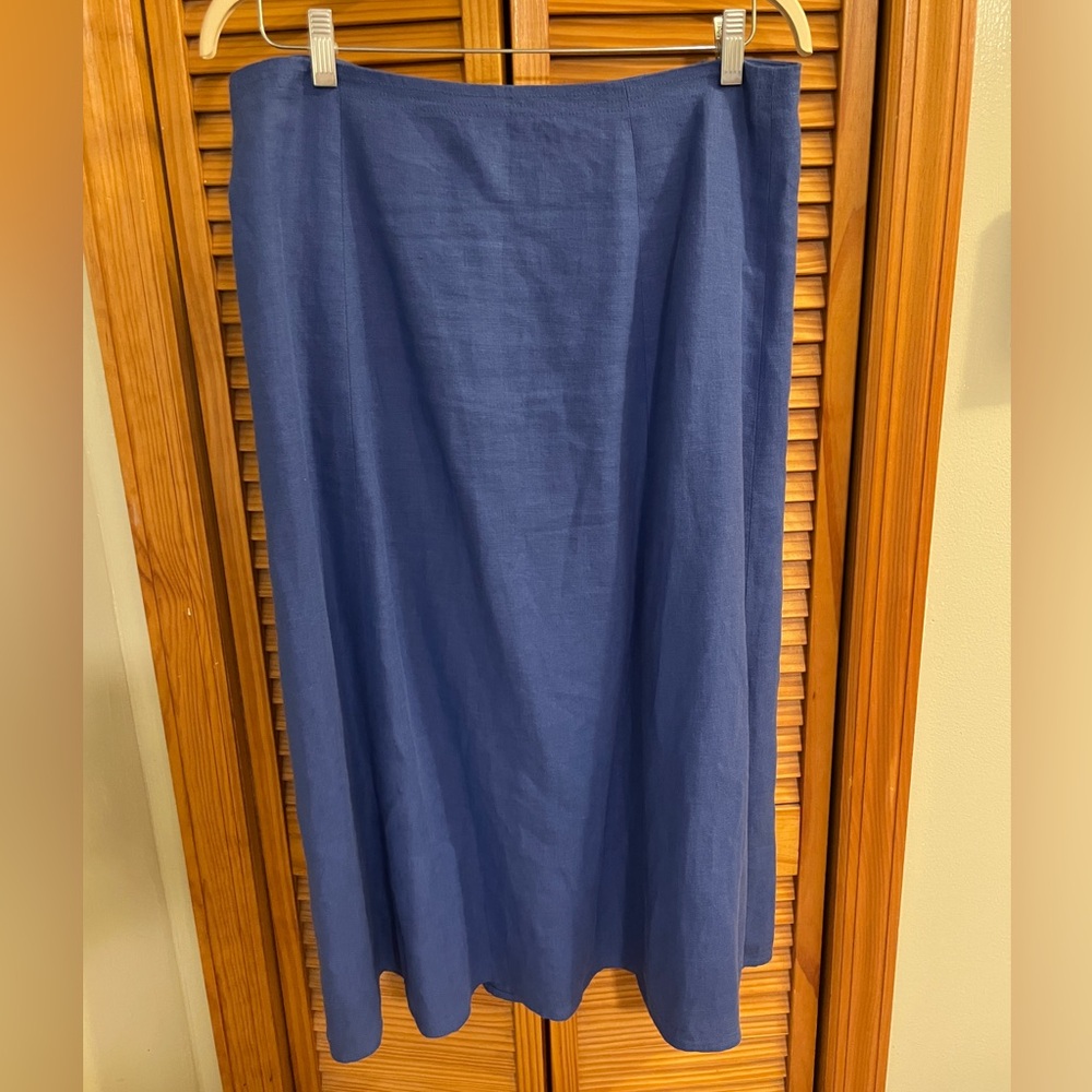 Talbots A-line Blue Linen Midi/Maxi Skirt - size 12 - Coastal